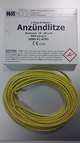 Zündschnur WANO Schwarzpulver GmbH Anzündlitze gelb 8m