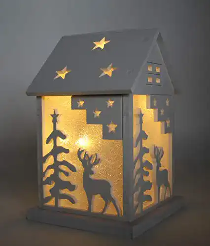 Lichthaus DARO DEKO 3D LED Haus 14 x 21cm weiß