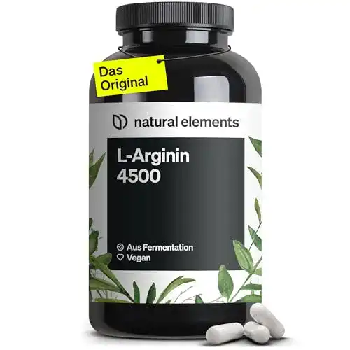 L-Arginin natural elements, 365 vegane Kapseln, hochdosiert