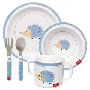 Kindergeschirr Sigikid 24981 Melamin Set Igel blau