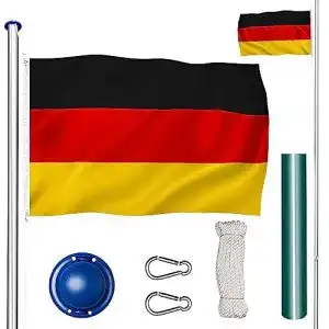 Fahnenmast TecTake Aluminium 6,25 m mit Fahne + Bodenhülse