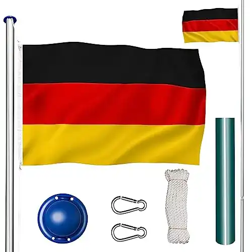 Fahnenmast TecTake Aluminium 6,25 m mit Fahne + Bodenhülse