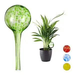 Bewässerungskugel Relaxdays 2er Set, Ø 6 cm, Glas, grün