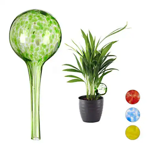Bewässerungskugel Relaxdays 2er Set, Ø 6 cm, Glas, grün
