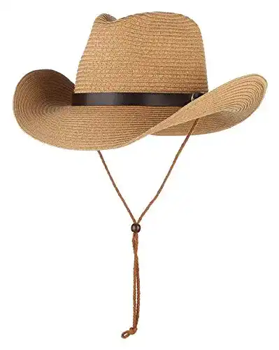 Cowboyhut EOZY Kinder Stroh Sommer Sonnenhut Braun