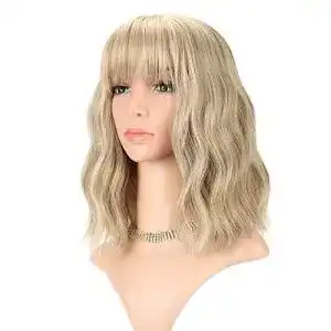 Blonde Perücke FAELBATY Loose Wave Kurze Bob Perücke