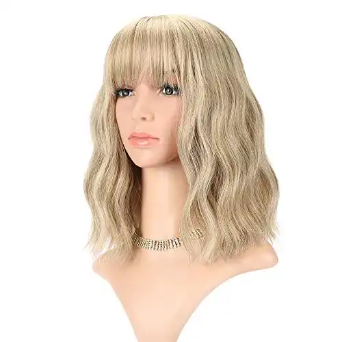 Blonde Perücke FAELBATY Loose Wave Kurze Bob Perücke