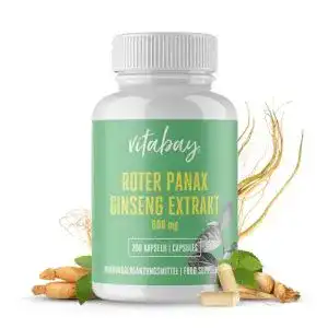 Roter Ginseng vitabay Roter Panax Ginseng Extrakt 200 Kapseln