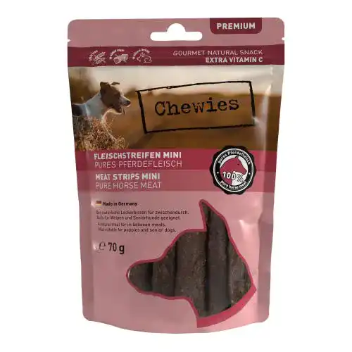 Hundefutter-Pferd Chewies Fleischstreifen MINI Hundeleckerli