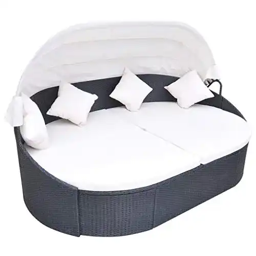 Sonneninsel vidaXL Sonnenliege Poly Rattan Gartenmöbel