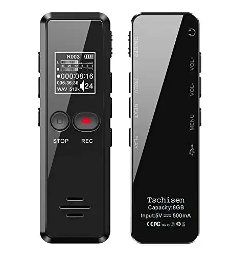Diktiergerät Tschisen Digitales , 8GB 1536kbps hohe Aufnahmequalität, Geräuschreduzierung