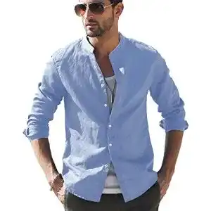 Leinenhemd Herren LVCBL Henley Shirt Herren Langarm Herren