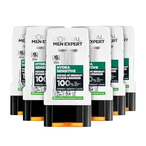 L Oreal-Duschgel L’Oréal Men Expert, Hydra Sensitive, 6 x 300 ml