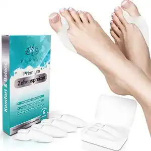 Zehenspreizer PURAVA ® [6x] Hallux Valgus – Inkl. Transportbox