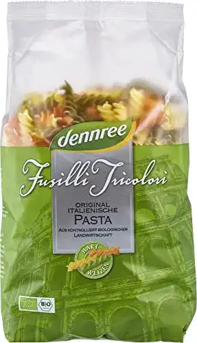Spirelli dennree Bio Hartweizen-Fusilli Tricolori, 2 x 500 g