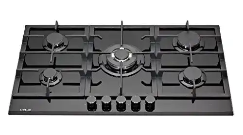 Gaskochfeld 5-flammig Millar GH9051TB, aus Hartglas, 90 cm