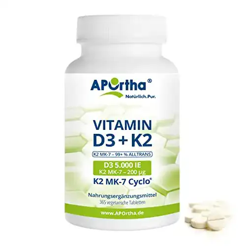 Vitamin-D3-K2 APOrtha, 365 vegetarische Tabletten hochdosiert