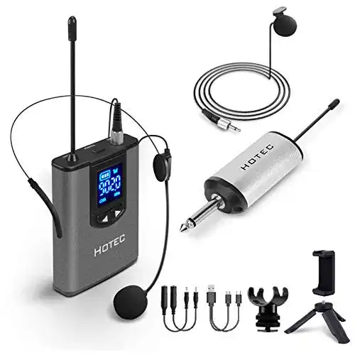 Ansteckmikrofon Funk Hotec UHF Kabellos, Bodypack-Transmitter