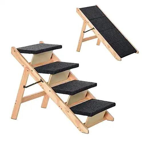 Katzentreppe Pawhut Haustiertreppe 2-in1 Kiefernholz
