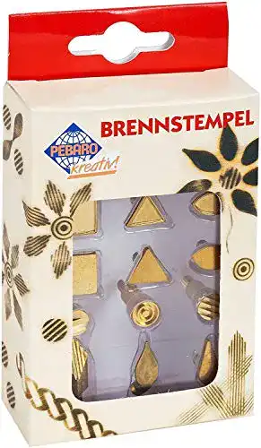Brennstempel Pebaro 20300 für Brandmalerei, 12-teilig, Messing