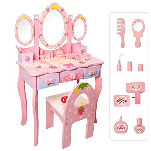 Schminktisch-Kinder CCLIFE Kinder Schminktisch Holz