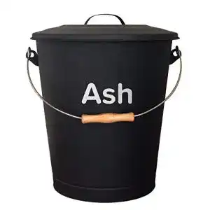 Ascheeimer PURE LIVING INTERIOR DESIGN mit Deckel u. Holzgriff