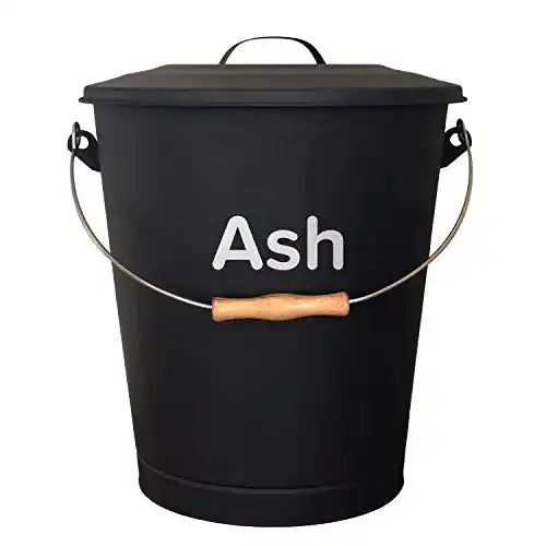 Ascheeimer PURE LIVING INTERIOR DESIGN mit Deckel u. Holzgriff