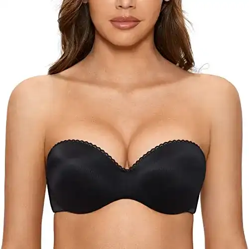 Die beste Trägerloser BH DOBREVA Damen Push Up, Bandeau-BH Schwarz 2026 Test Bestseller Trägerloser BH DOBREVA Damen Push Up, Bandeau-BH Schwarz