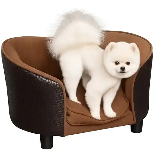 Hundesofa Pawhut mit Kissen, Wildlederimitat, 70 x 48 x 40 cm