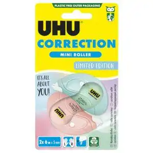 Korrekturroller UHU, Pastell, Mini, schnell, sauber u. präzise, 2 Stück