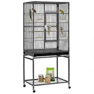 Vogelvoliere Yaheetech Vogelkäfig mit Tür und Rollen
