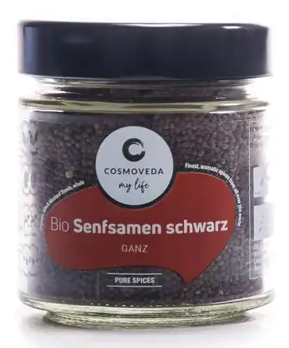 Senfkörner Cosmoveda Senfsamen, schwarz, ganz (130 g)