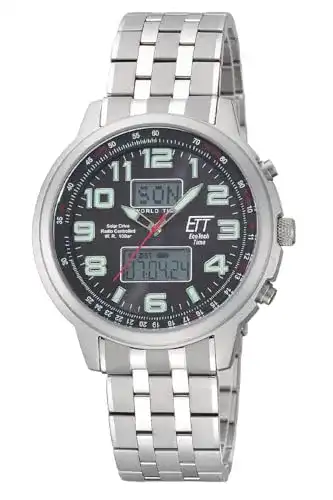 Funk-Solaruhr Herren ETT Eco Tech Time Funk Solar Weltzeit Herren Uhr