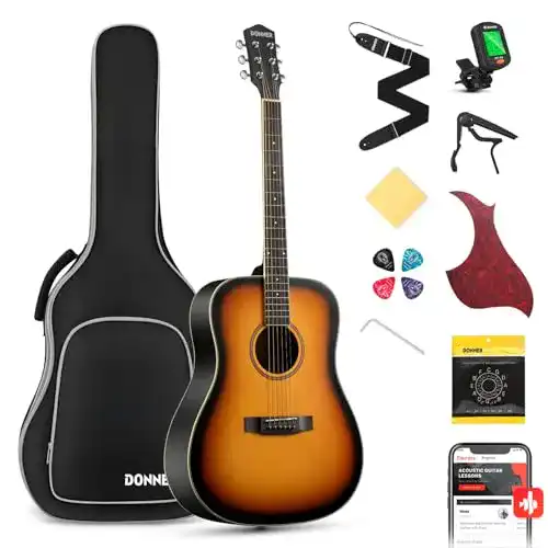 Die beste Anfänger-Gitarre Donner Gitarre Akustik Anfänger Kit Einsteiger 2026 Test Bestseller Anfänger-Gitarre Donner Gitarre Akustik Anfänger Kit Einsteiger