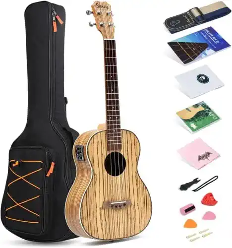 Bariton-Ukulele MUSOO 30-Zoll-Satin-Zebrawood-Bariton-Akustik