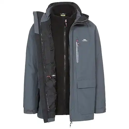 3-in-1-Jacke Trespass Edgewater II, Carbon, L, Wasserdichte 3-in-1
