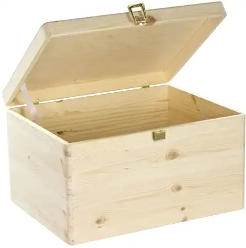 Holzkiste mit Deckel LAUBLUST & Schloss 40x30x24cm, Natur