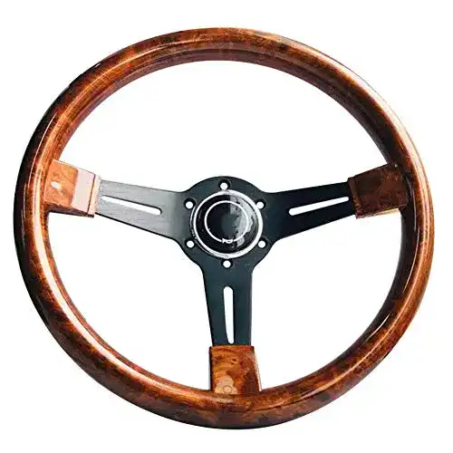 Auto-Lenkrad MoreChioce 35cm 14 Zoll Holz, Universal 6 Loch