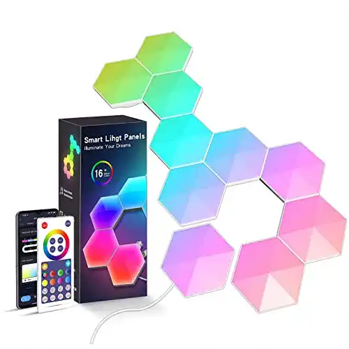 Sechseck-Wandleuchte Vvciic Sechseckiges LED Licht, RGB Gaming