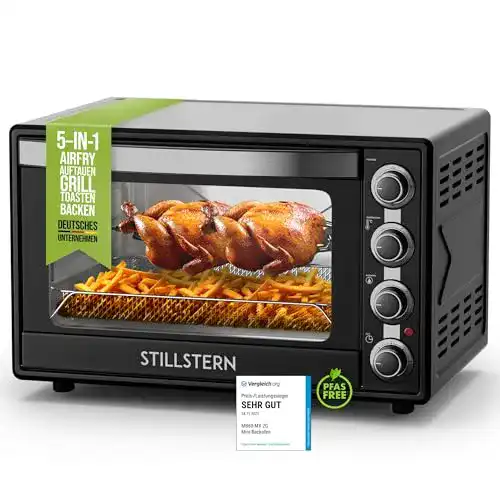 Minibackofen mit Drehspieß Stillstern, mit Umluft (60L), Rezeptheft