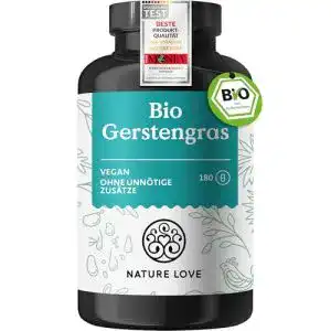 Gerstengras Nature Love ® Bio – Hochdosiert 180 Kapseln