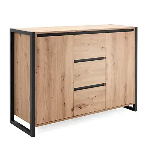 Kommode industrial Newfurn Kommode Anthrazit Wildeiche