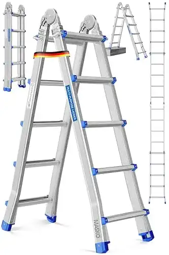 Treppenleiter Masko ® Aluleiter Mehrzweckleiter 5,10m 4×5