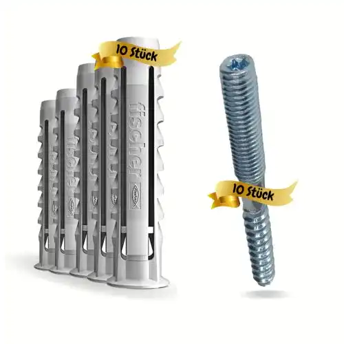 Stockschrauben Stahlhelden ® M6 mit Fischer Dübel 6x80mm