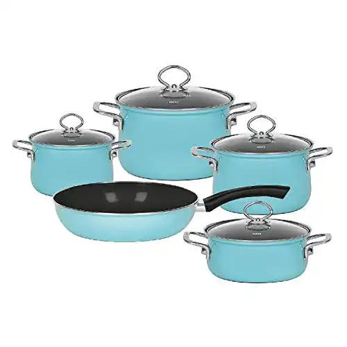 Emaille-Topfset Riess, 0558-037, Emaille-Set, 5-teilig