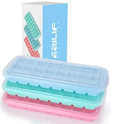 Eiswürfelform EZILIF Silikon mit Deckel 24-Fach 3er Pack