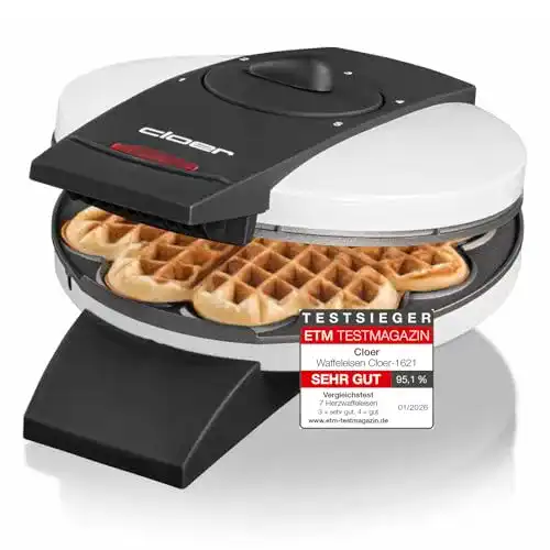 Cloer-Waffeleisen Cloer 1621 Waffeleisen für klassische Herzwaffeln