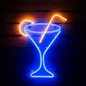 Neon-Schild Wanxing Cocktail Leuchtreklamen Blau Gelb Cocktail