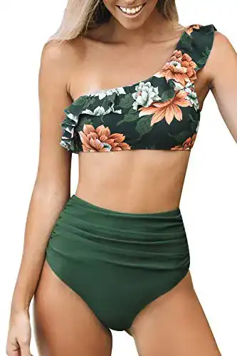 Bikini High Waist CUPSHE Bikini Set One Shoulder Rüschen