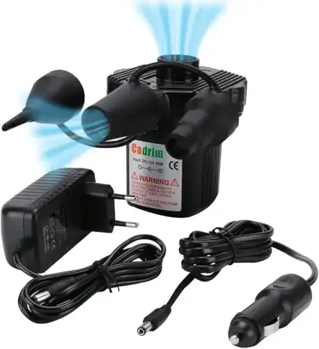 Elektrische Luftpumpe Cadrim 2 in 1 , Elektropumpe inkl. 3 Aufsätze
